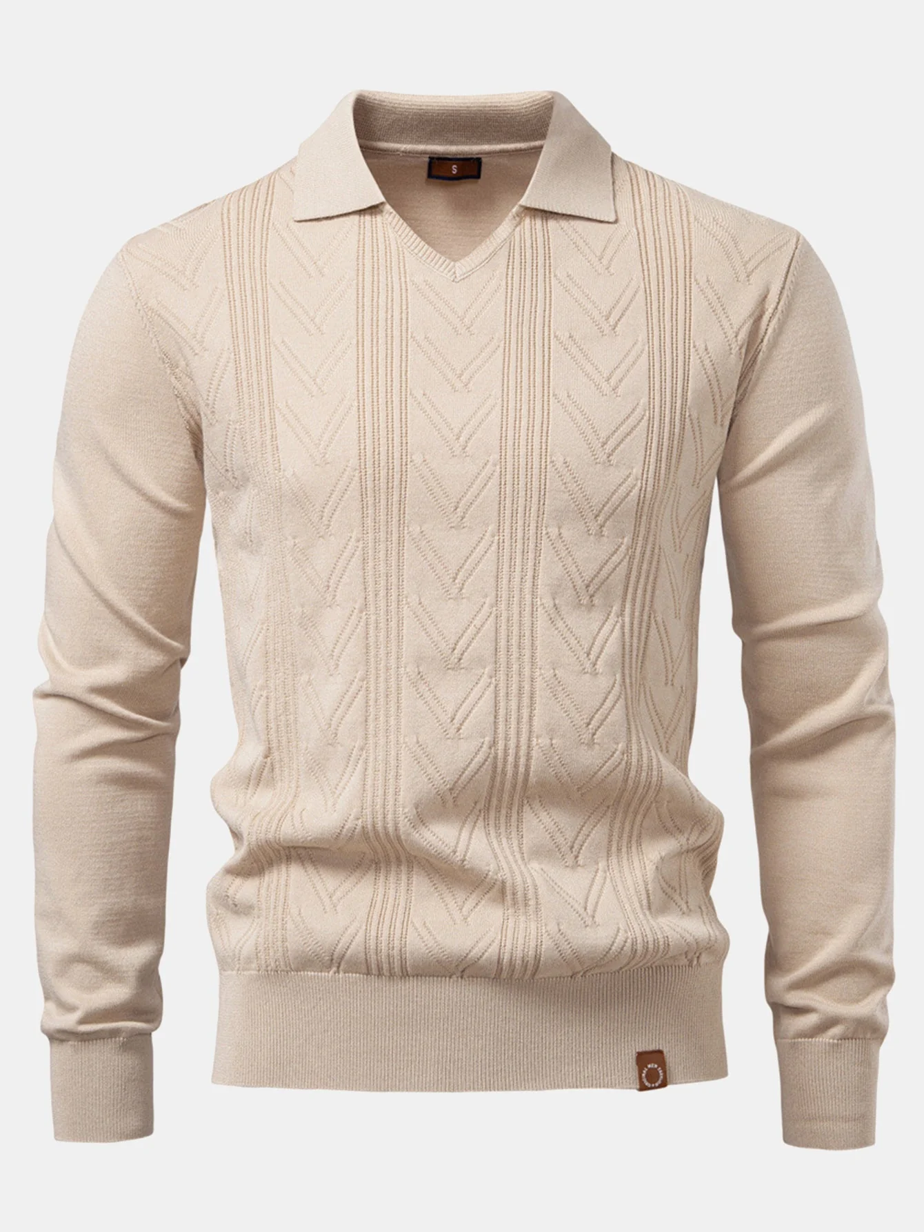 Hernán® | Long Sleeve V-Neck Knit Polo Shirt - Image 5