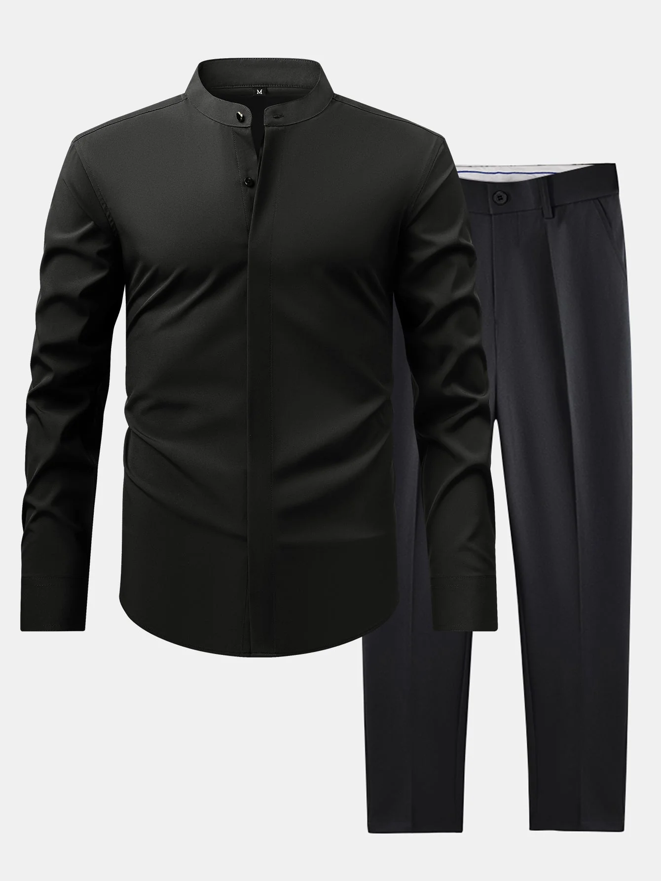hola HIGH NECK SHIRT & SLIM FIT FLARED LEG PANTS - Image 2