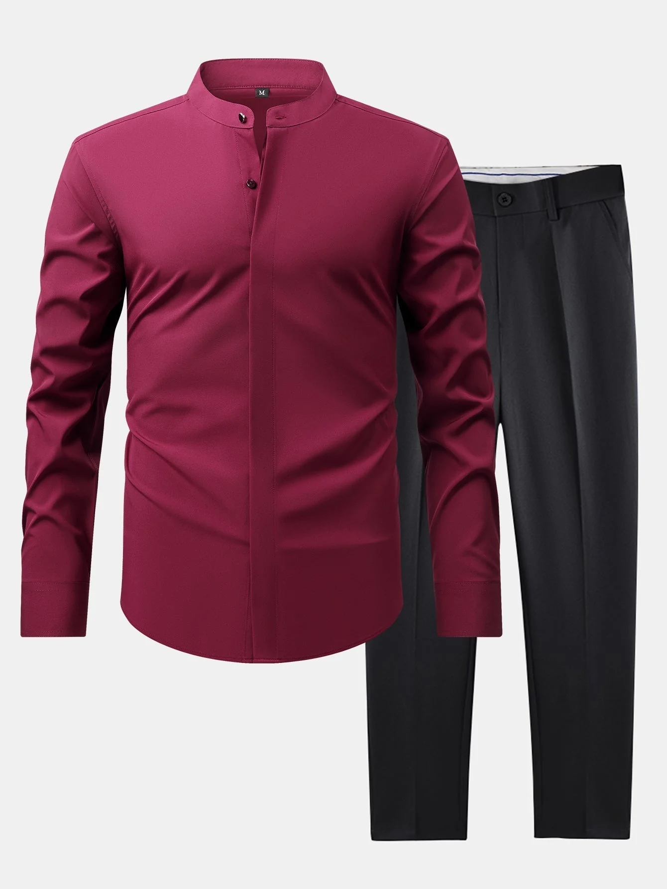 hola HIGH NECK SHIRT & SLIM FIT FLARED LEG PANTS - Image 6