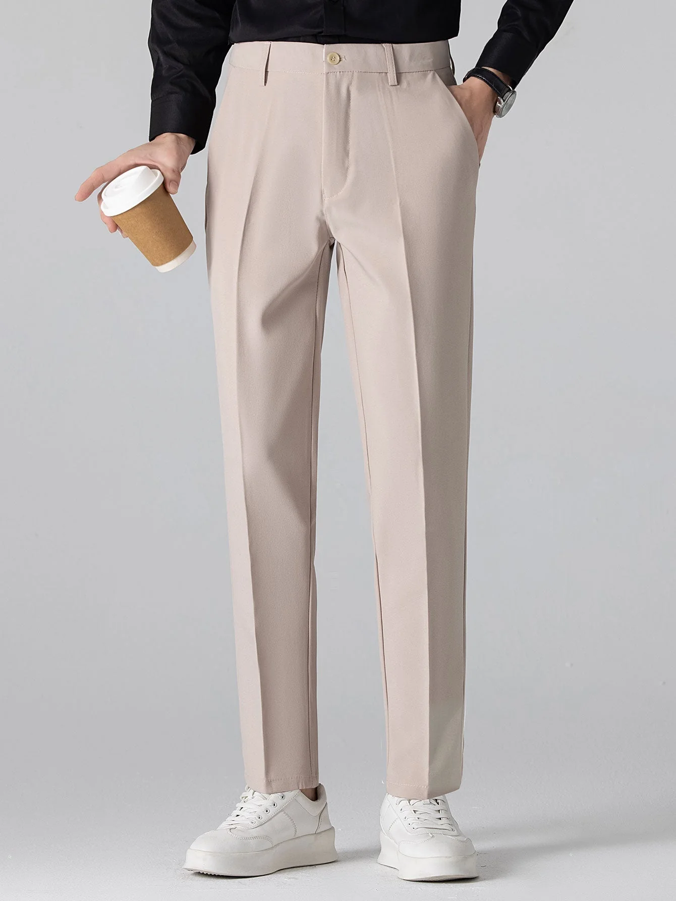 hola V-NECK KNIT POLO SHIRT WITH TEXTURE CONTRAST & SLIM FIT PANTS - Image 16