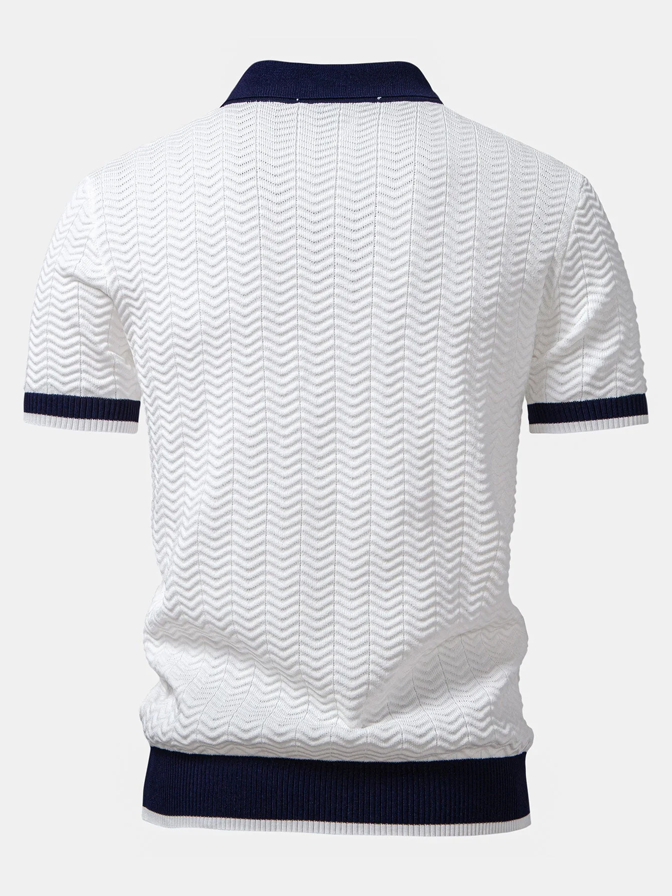 hola V-NECK KNIT POLO SHIRT WITH TEXTURE CONTRAST & SLIM FIT PANTS - Image 6