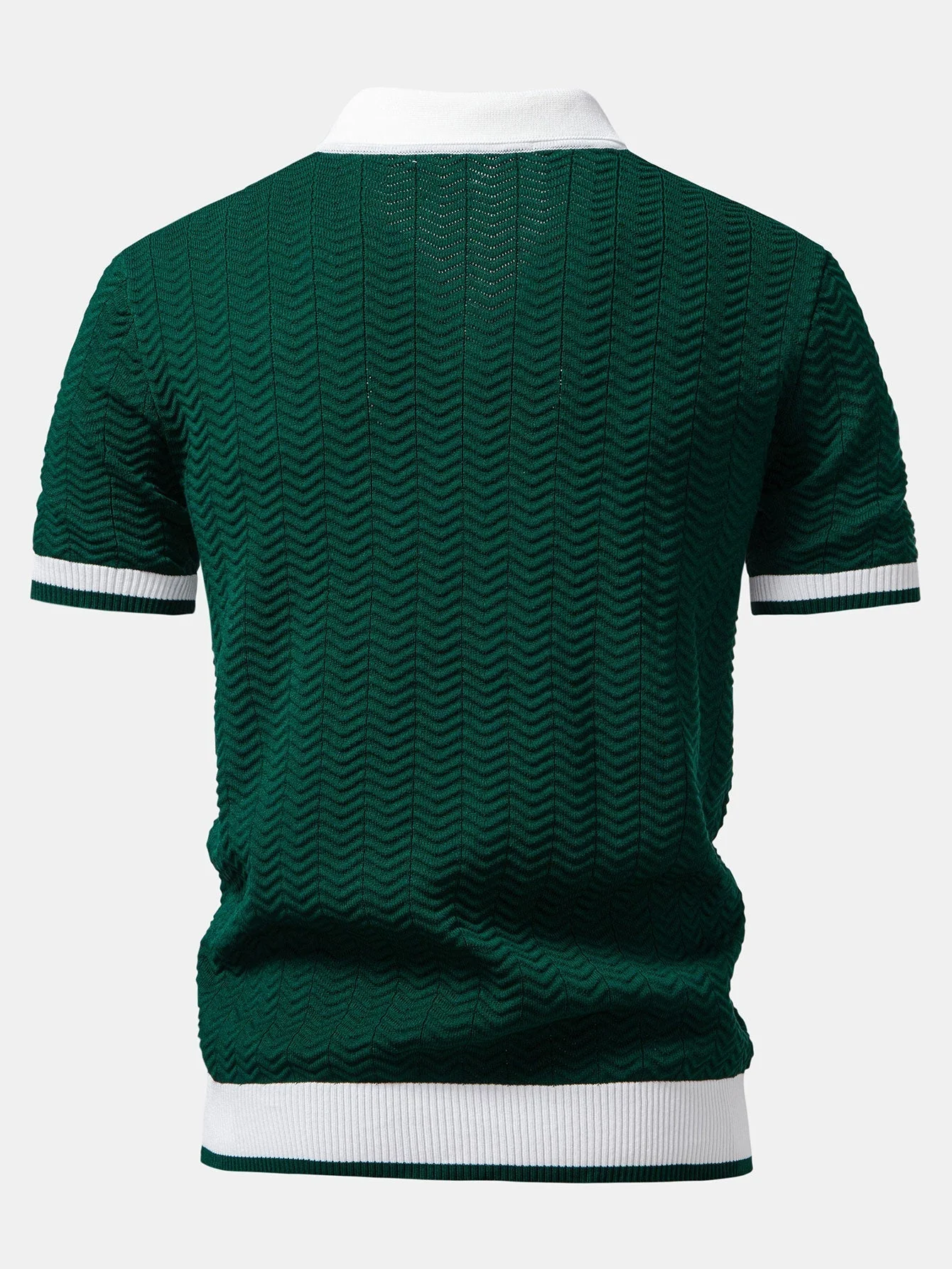 hola V-NECK KNIT POLO SHIRT WITH TEXTURE CONTRAST & SLIM FIT PANTS - Image 8