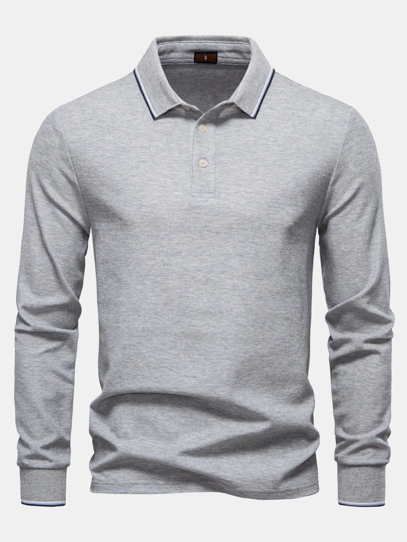 Horacio® | Long Sleeved Contrast Polo Shirt - Image 3