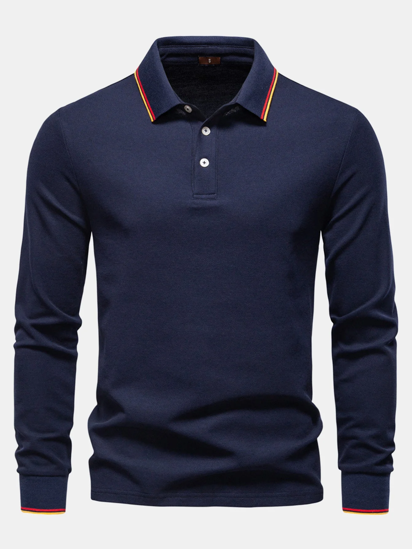 Horacio® | Long Sleeved Contrast Polo Shirt - Image 8