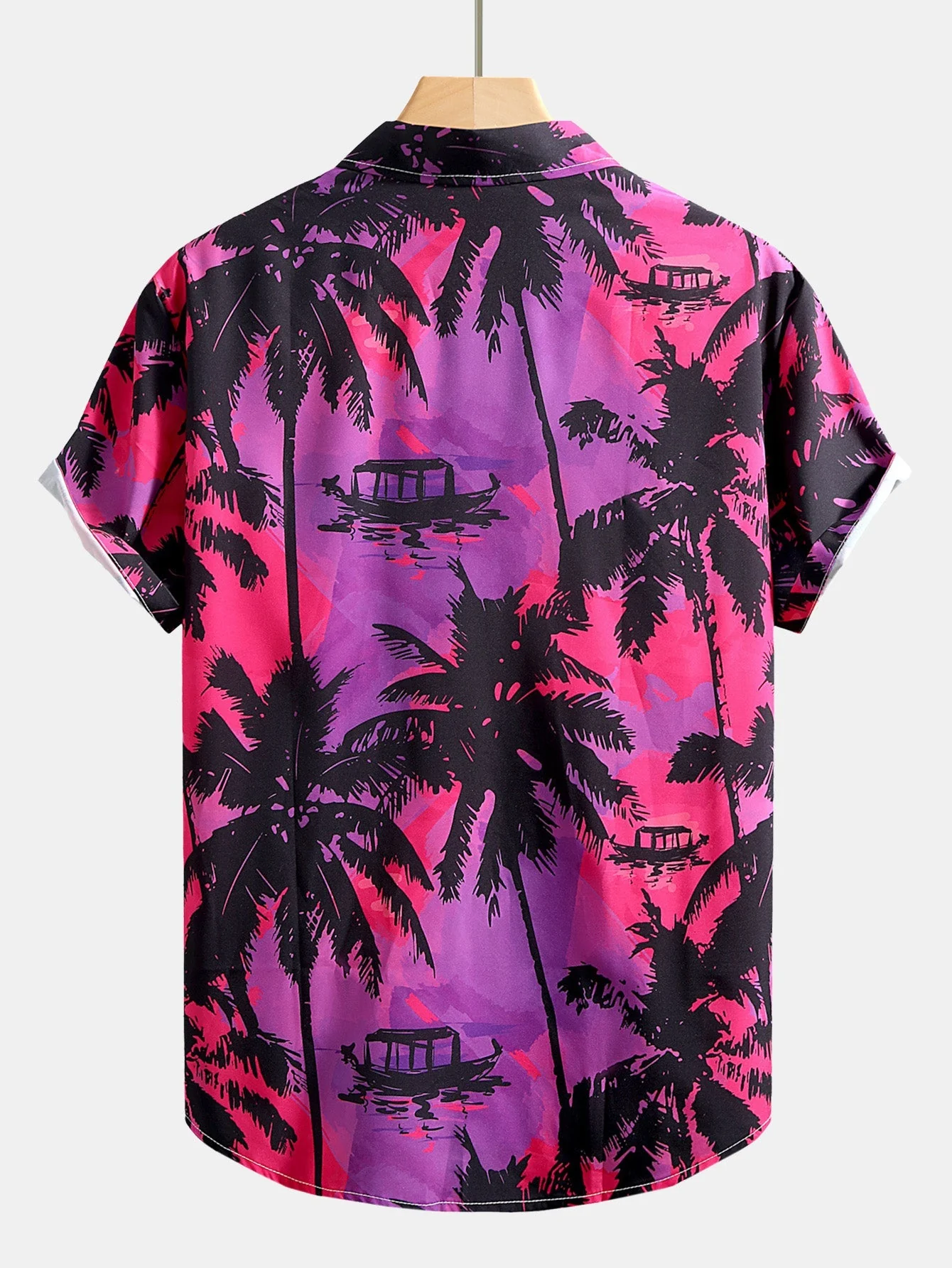 Iban® | Palm Tree Print Button Up Shirt - Image 2