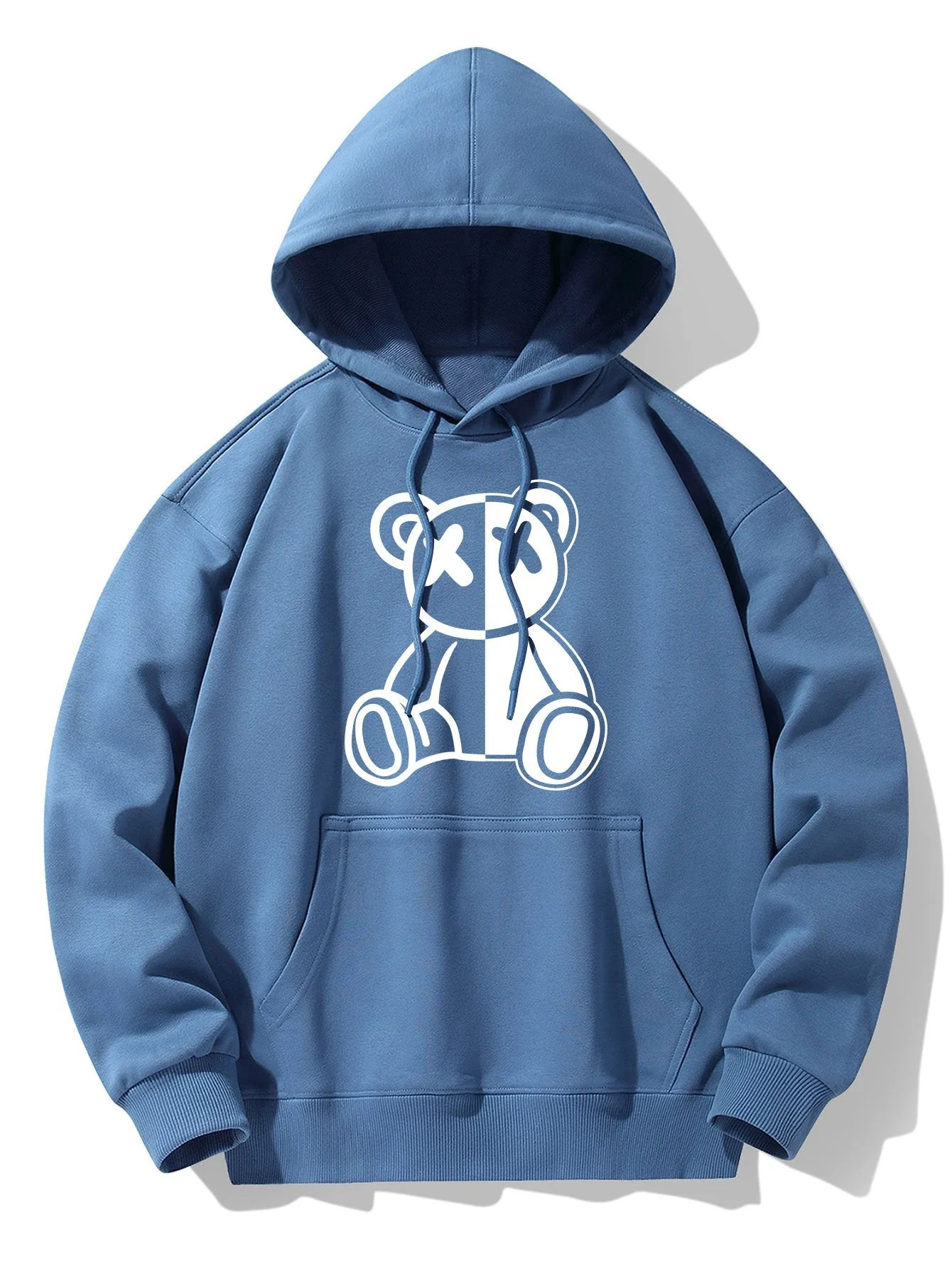 Indigo | Bear Print Drop Shoulder Relaxed Hoodie - Image 12