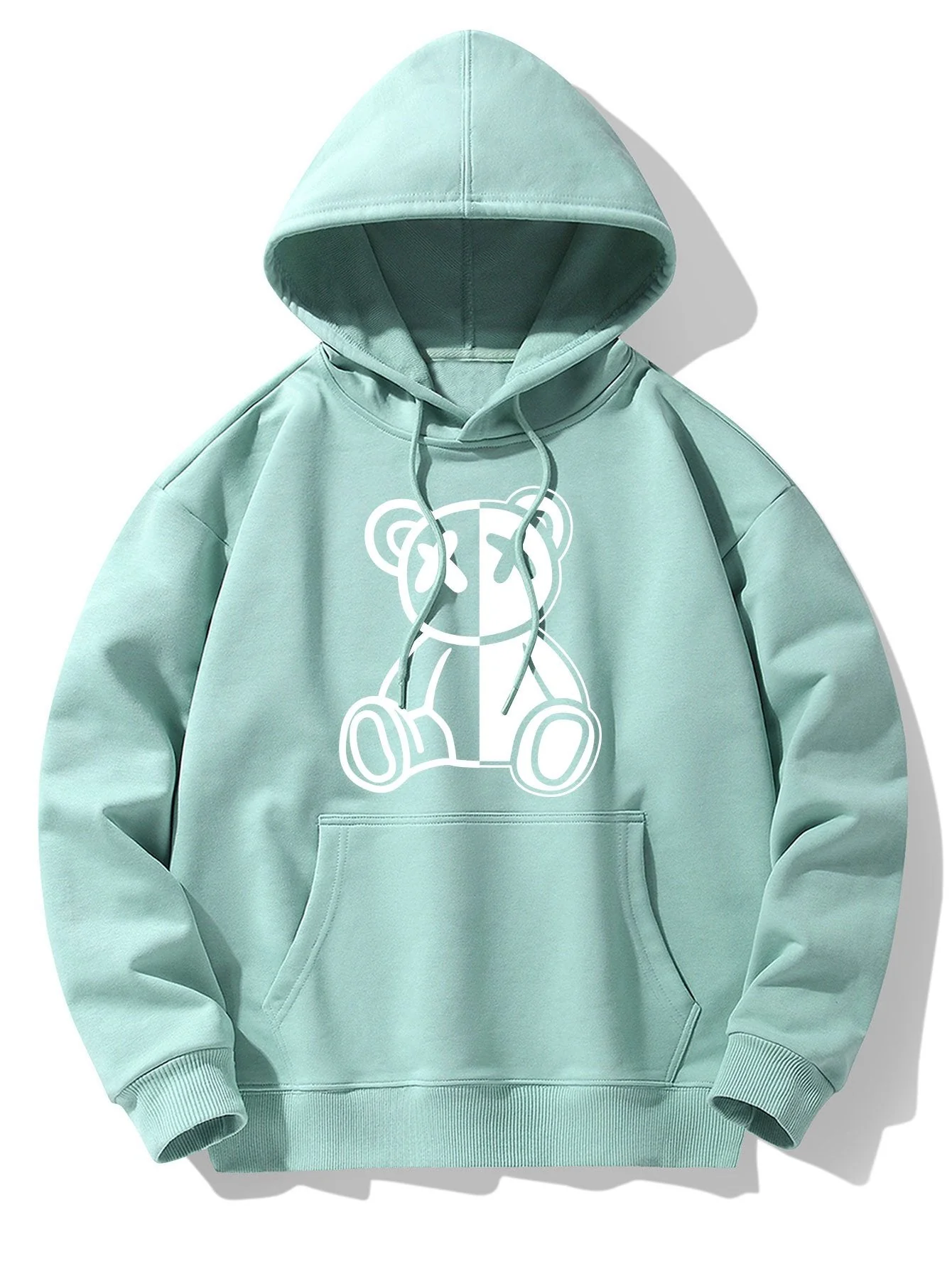 Indigo | Bear Print Drop Shoulder Relaxed Hoodie - Image 9