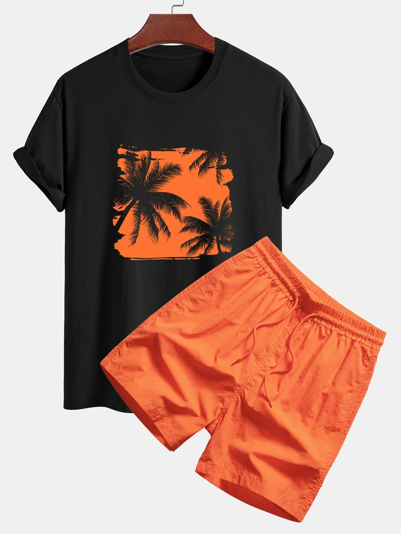 Irenaeus® | Palm Trees Silhouette Print Cotton T-Shirt & Swim Shorts - Image 5