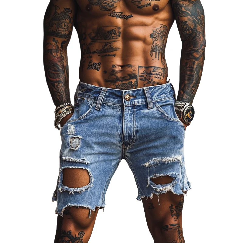 Isaiah | Men'S Vintage Distressed Denim Shorts