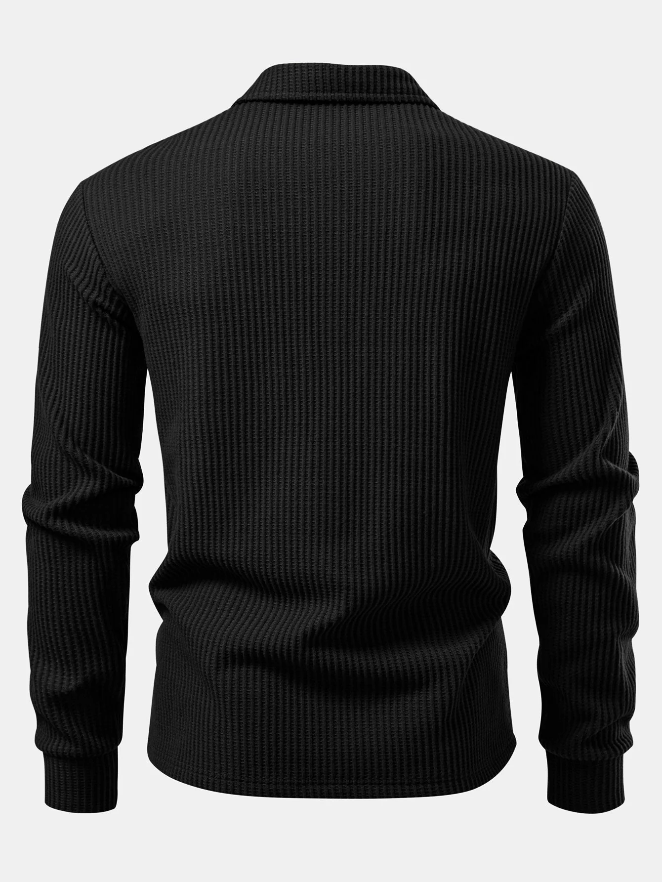 Isaías® | Long Sleeved Knitted Waffle Polo Shirt - Image 13
