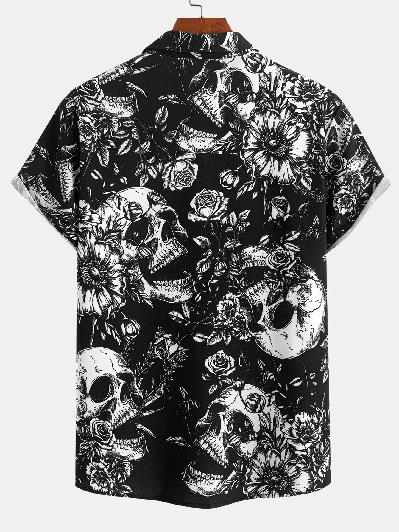 Isidoro® | Skull Floral Print Button Up Shirt - Image 2