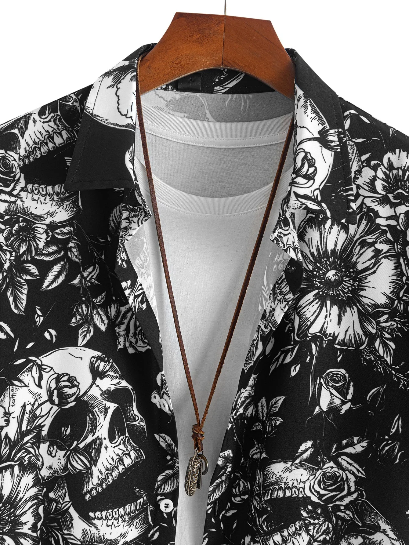 Isidoro® | Skull Floral Print Button Up Shirt - Image 3