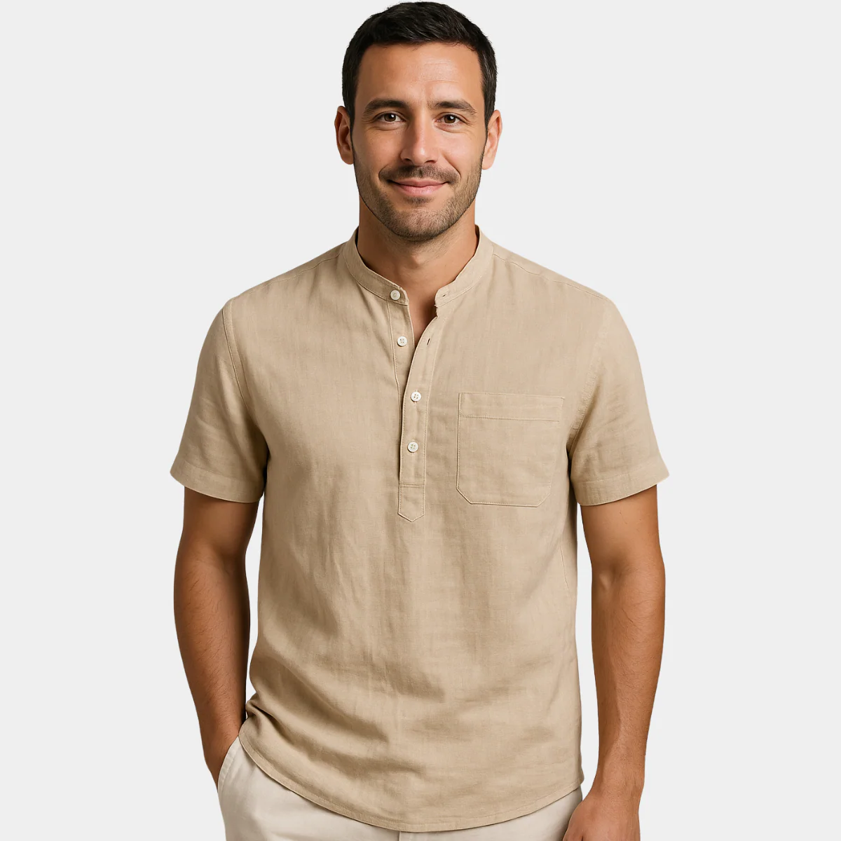 Isidro® | Henley Shirt In Linen And Cotton