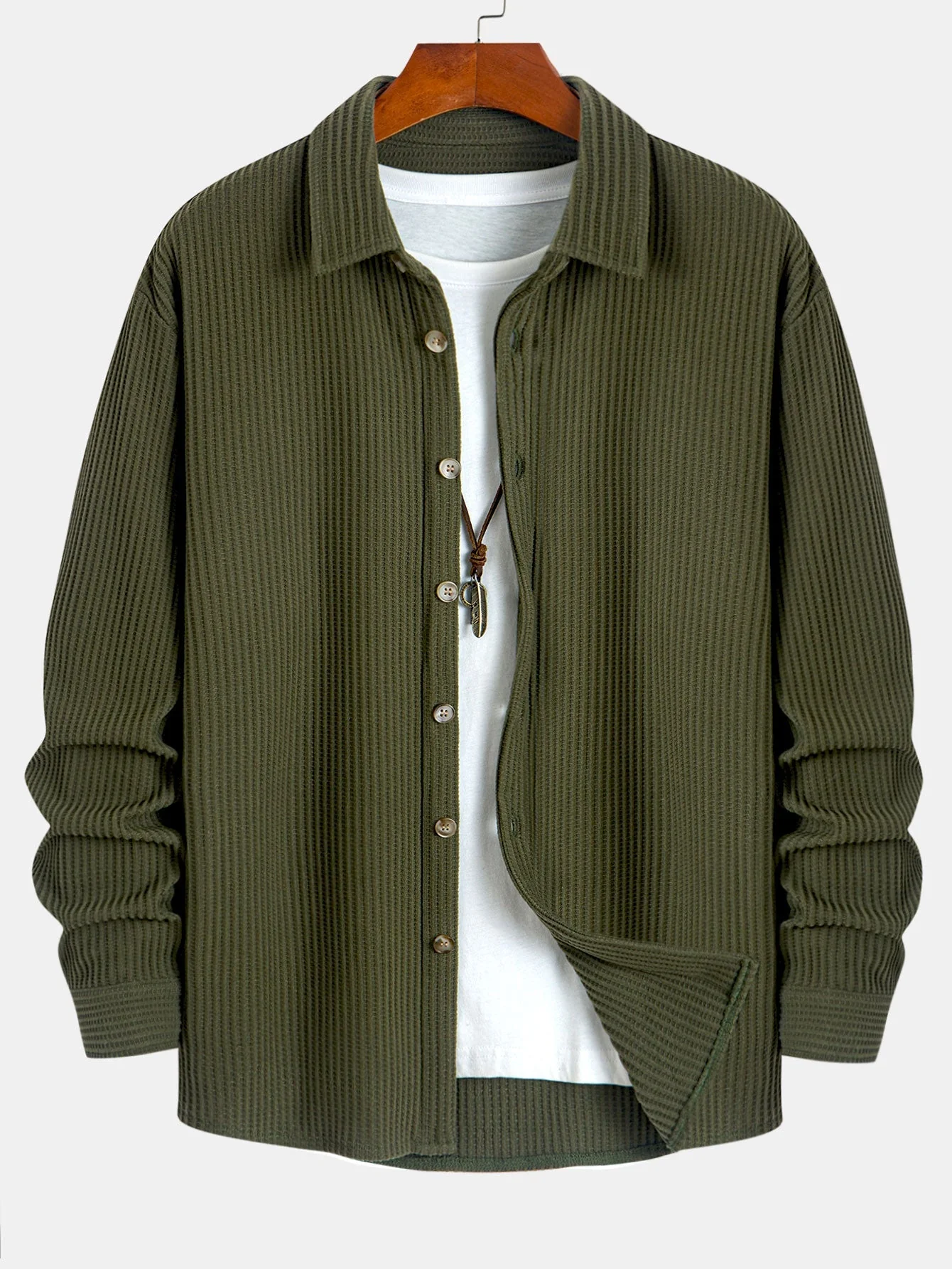 Israel® | Long Sleeved Waffle Button Up Shirt
