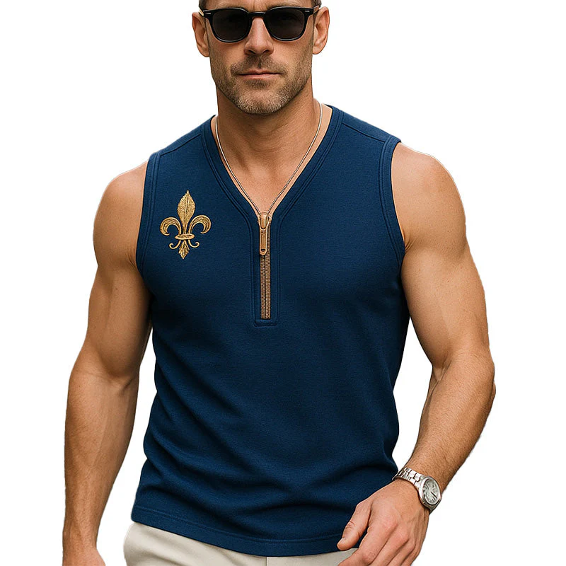 Israel | Men'S Summer Light Business Embroidery Knitted Tank Top