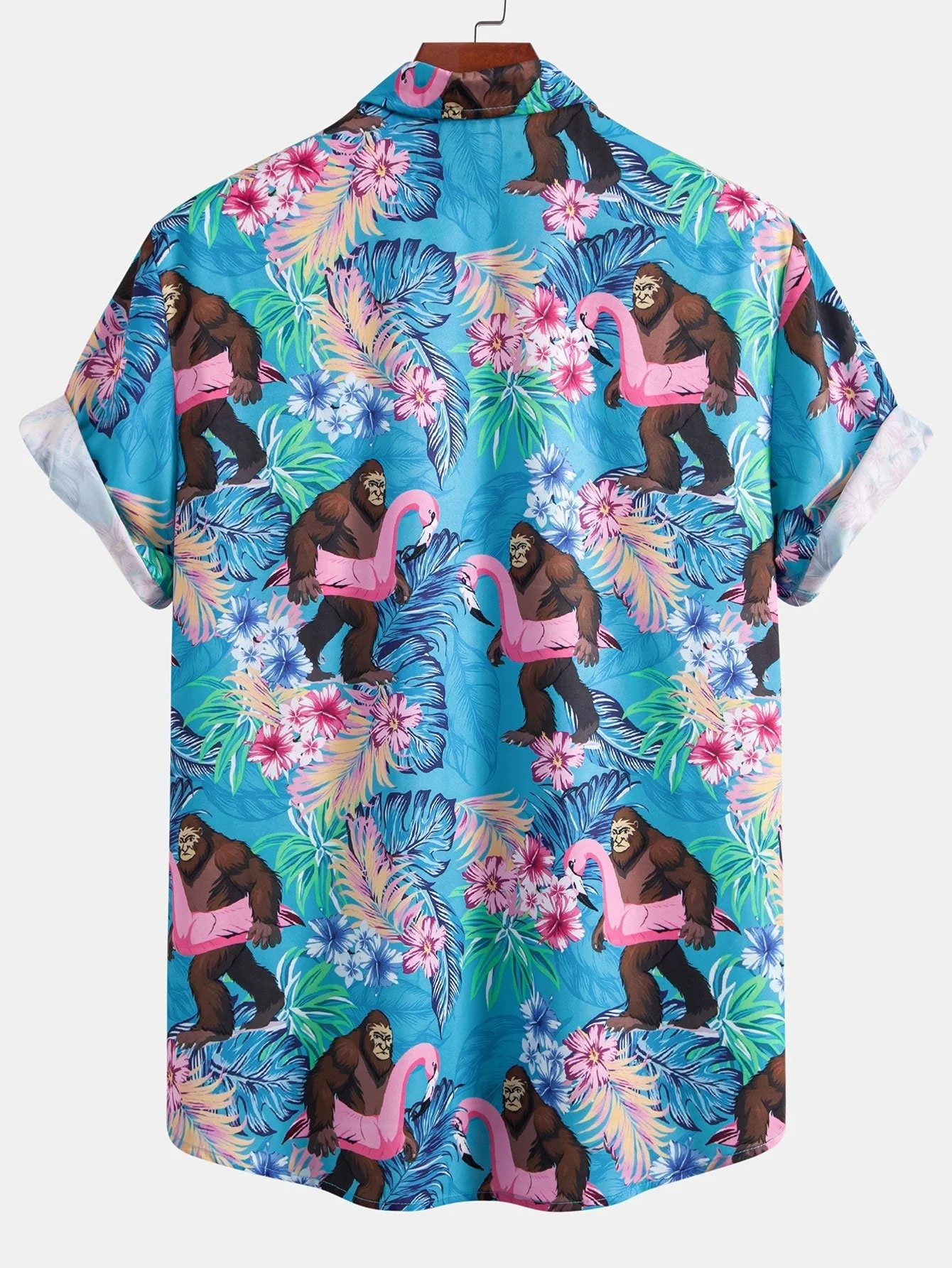 Iván® | Tropical Plants And Orangutan Print Button Up Shirt - Image 2