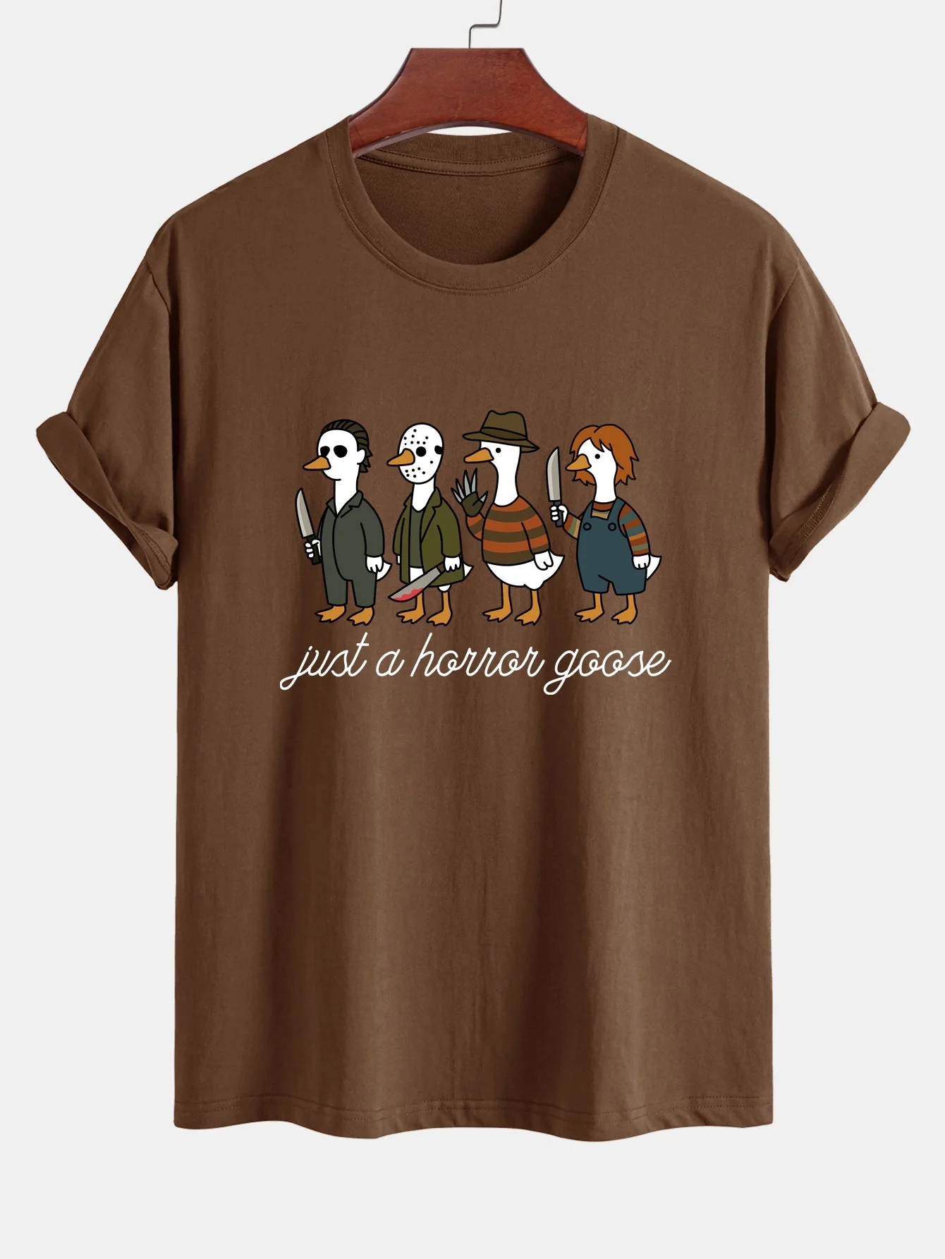 Jaber® | Regular Fit Halloween Horror Goose Print Cotton T-Shirt - Image 8