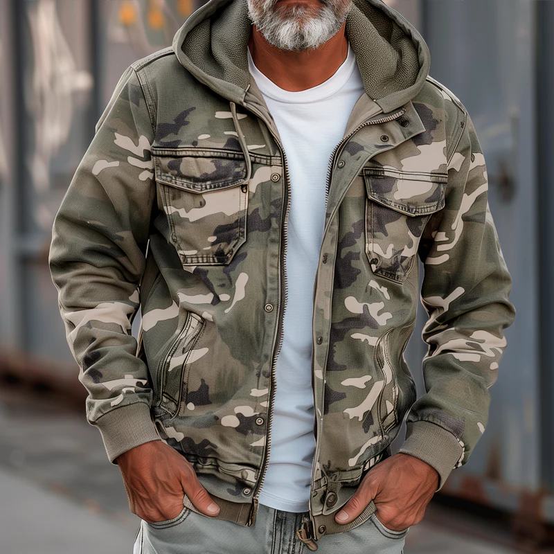 Jack® | Men's camouflage cargo jacket with hood and multi-pocket design - Image 3
