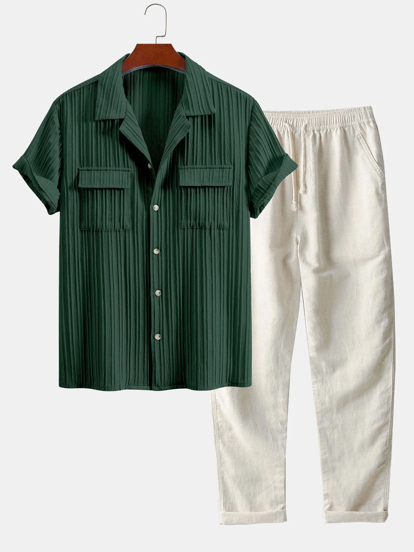 James® | Textured Cuban Collar Pocket Shirt & Straight Leg Linen Pants - Image 2