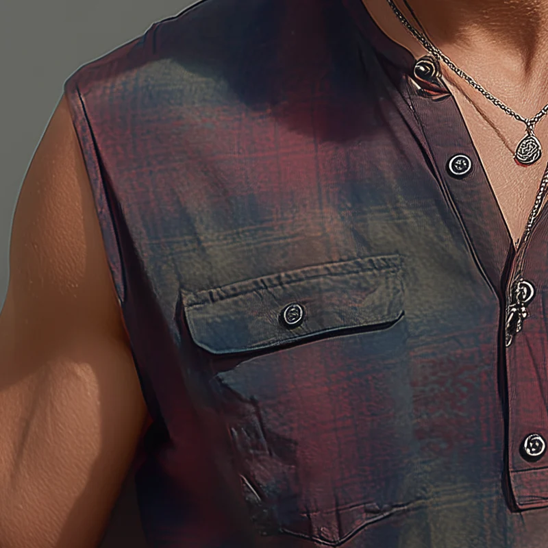Jason | Men'S Summer Fashion Contrast Print Cotton Blend Sleeveless Shirt - Image 3