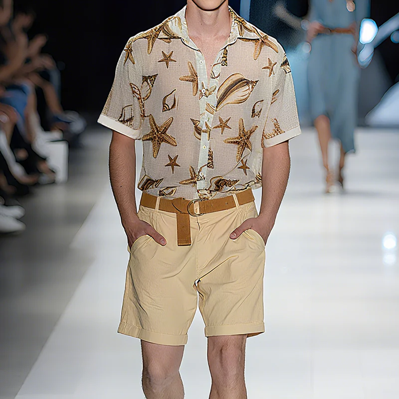 Jeff | Men'S Spring And Summer Fashion Casual Slightly Transparent Cool Chiffon Printed Short-Sleeved Shirt - Image 3
