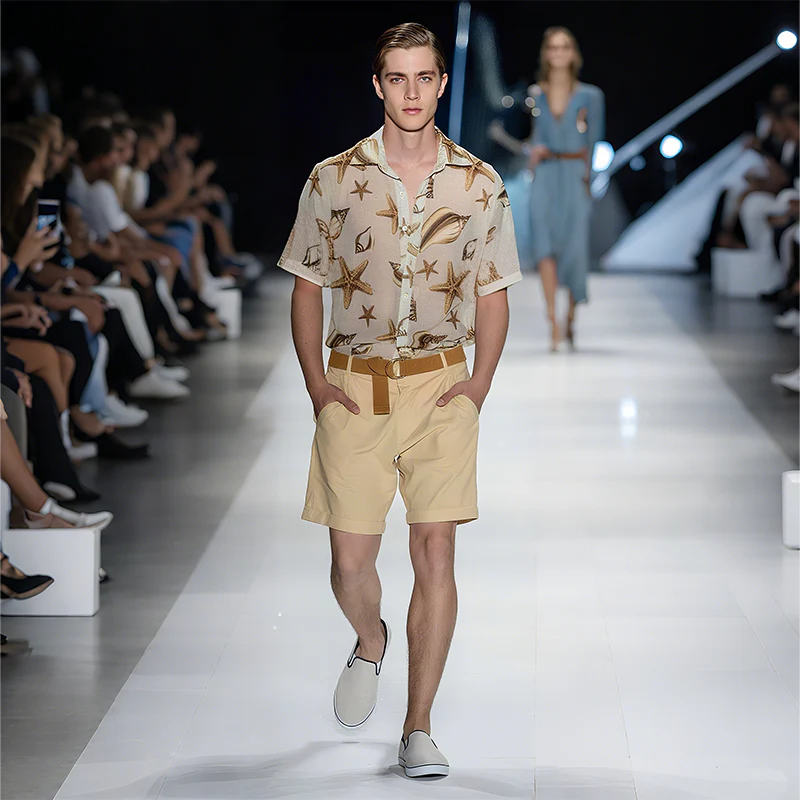 Jeff | Men'S Spring And Summer Fashion Casual Slightly Transparent Cool Chiffon Printed Short-Sleeved Shirt - Image 4