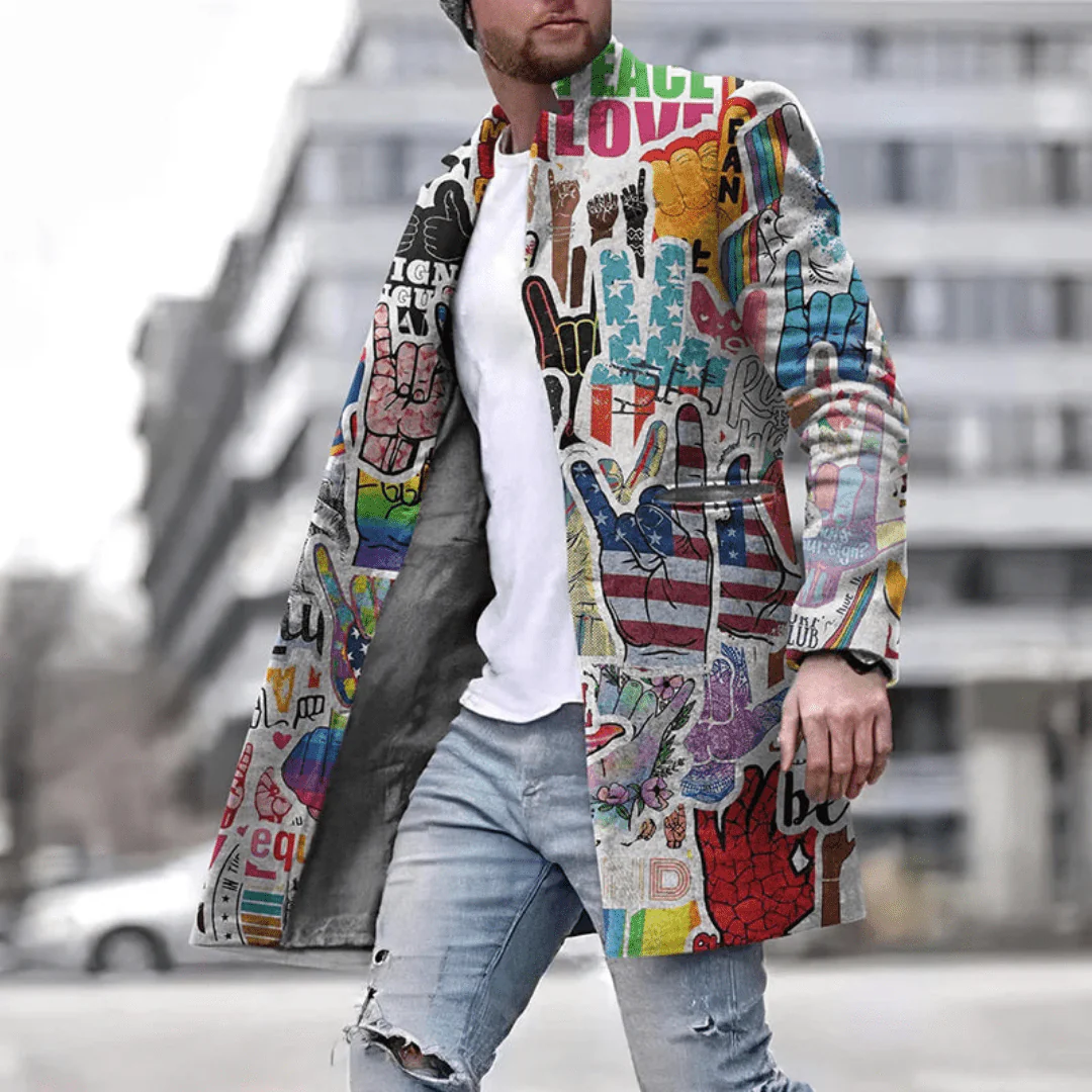 Jephthah | Modern long graphic coat for stylish outfits