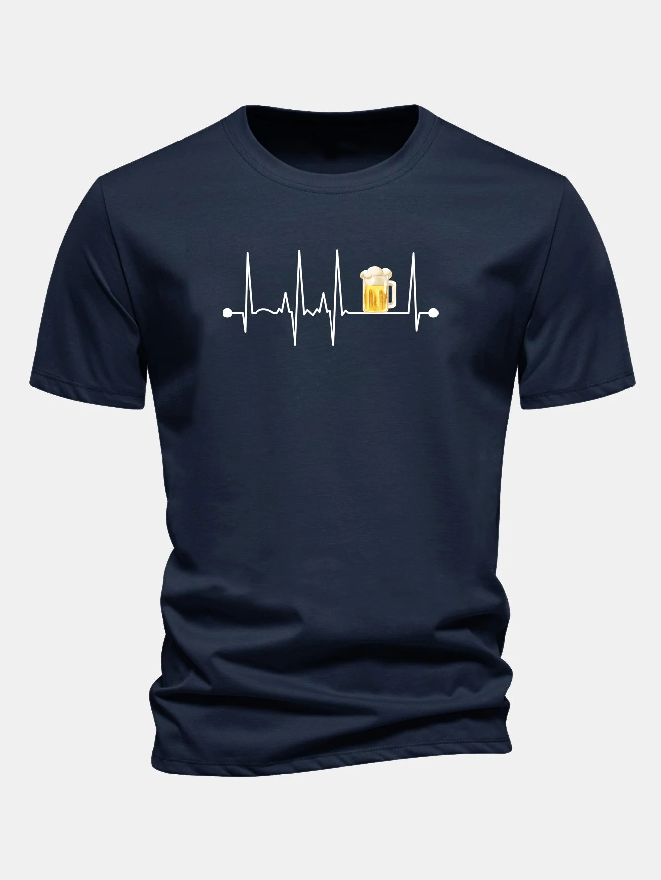 Jericó® | Regular Fit Beer Heartbeat Print Cotton T-Shirt - Image 10