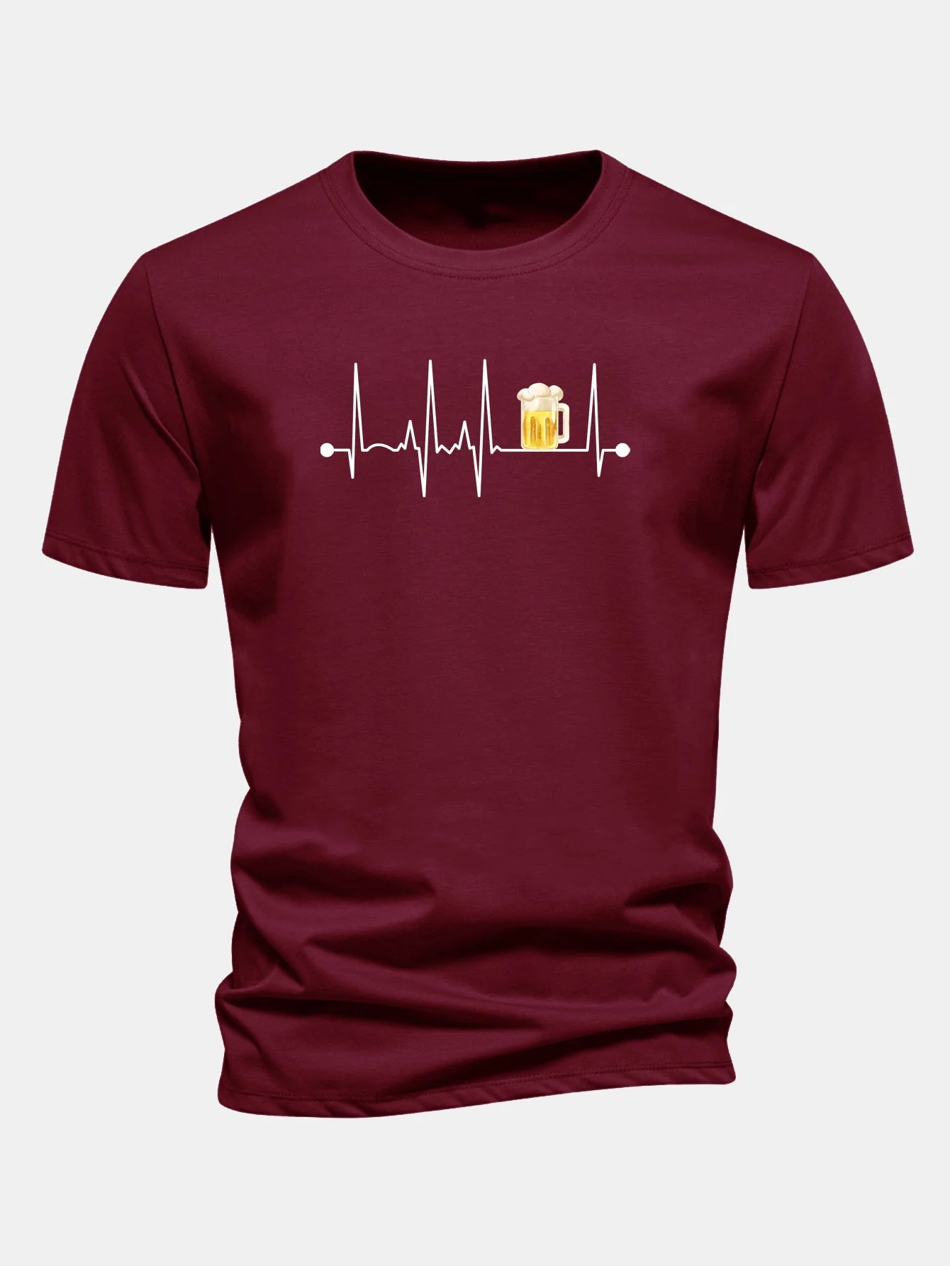 Jericó® | Regular Fit Beer Heartbeat Print Cotton T-Shirt - Image 2