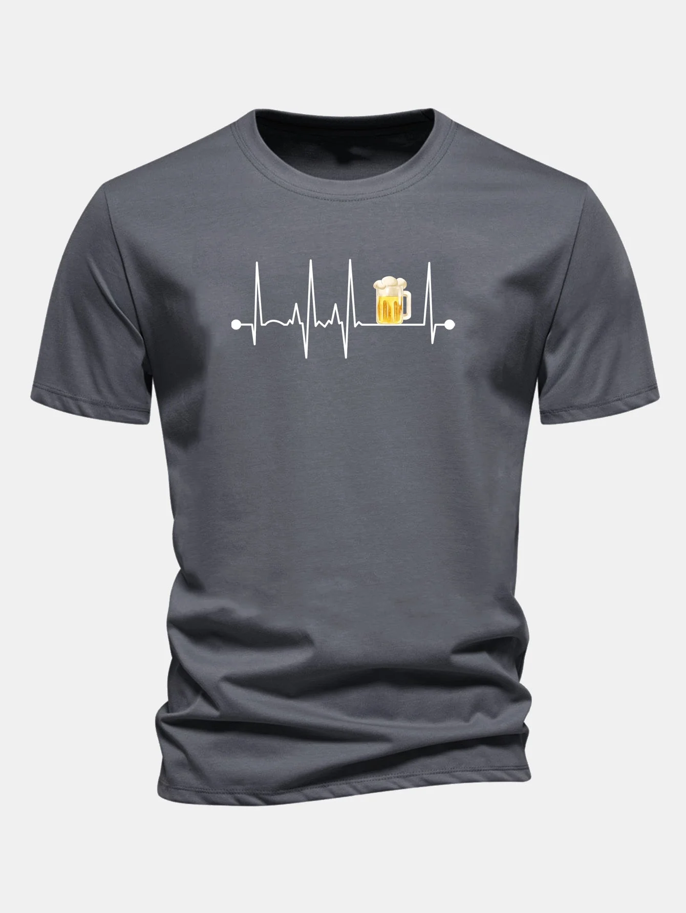 Jericó® | Regular Fit Beer Heartbeat Print Cotton T-Shirt - Image 3