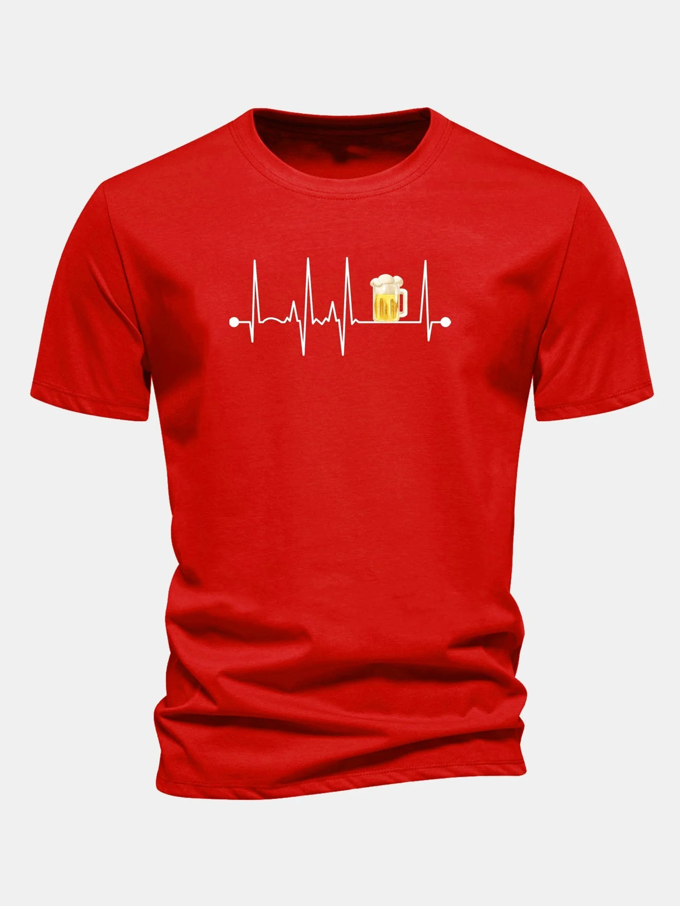 Jericó® | Regular Fit Beer Heartbeat Print Cotton T-Shirt - Image 4