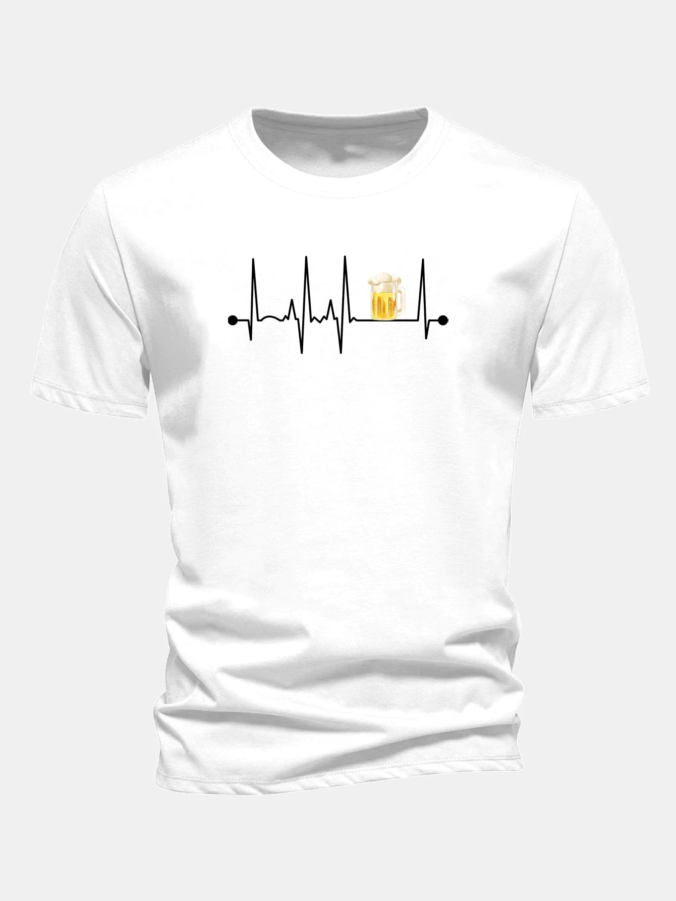 Jericó® | Regular Fit Beer Heartbeat Print Cotton T-Shirt - Image 5