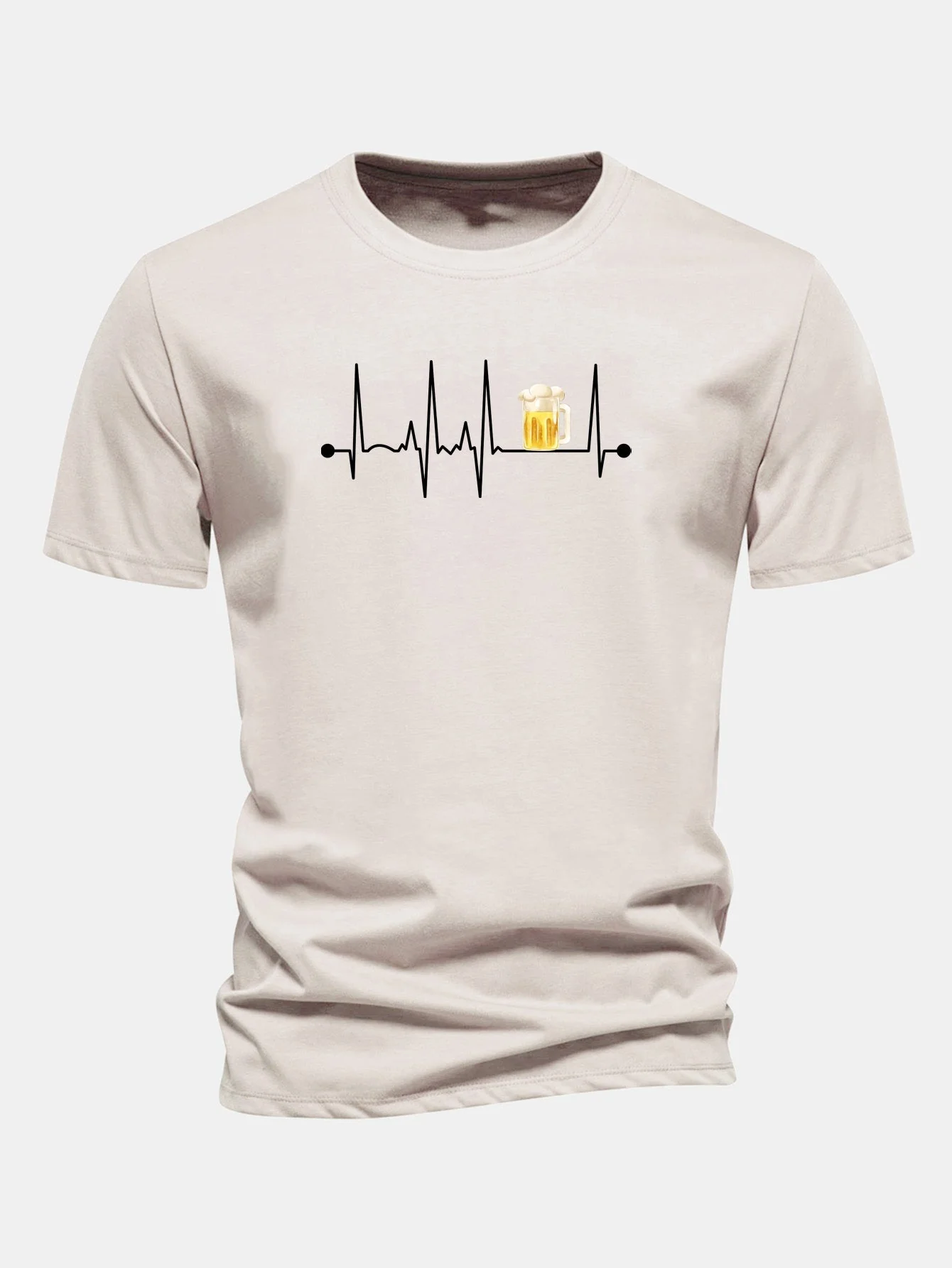 Jericó® | Regular Fit Beer Heartbeat Print Cotton T-Shirt - Image 6