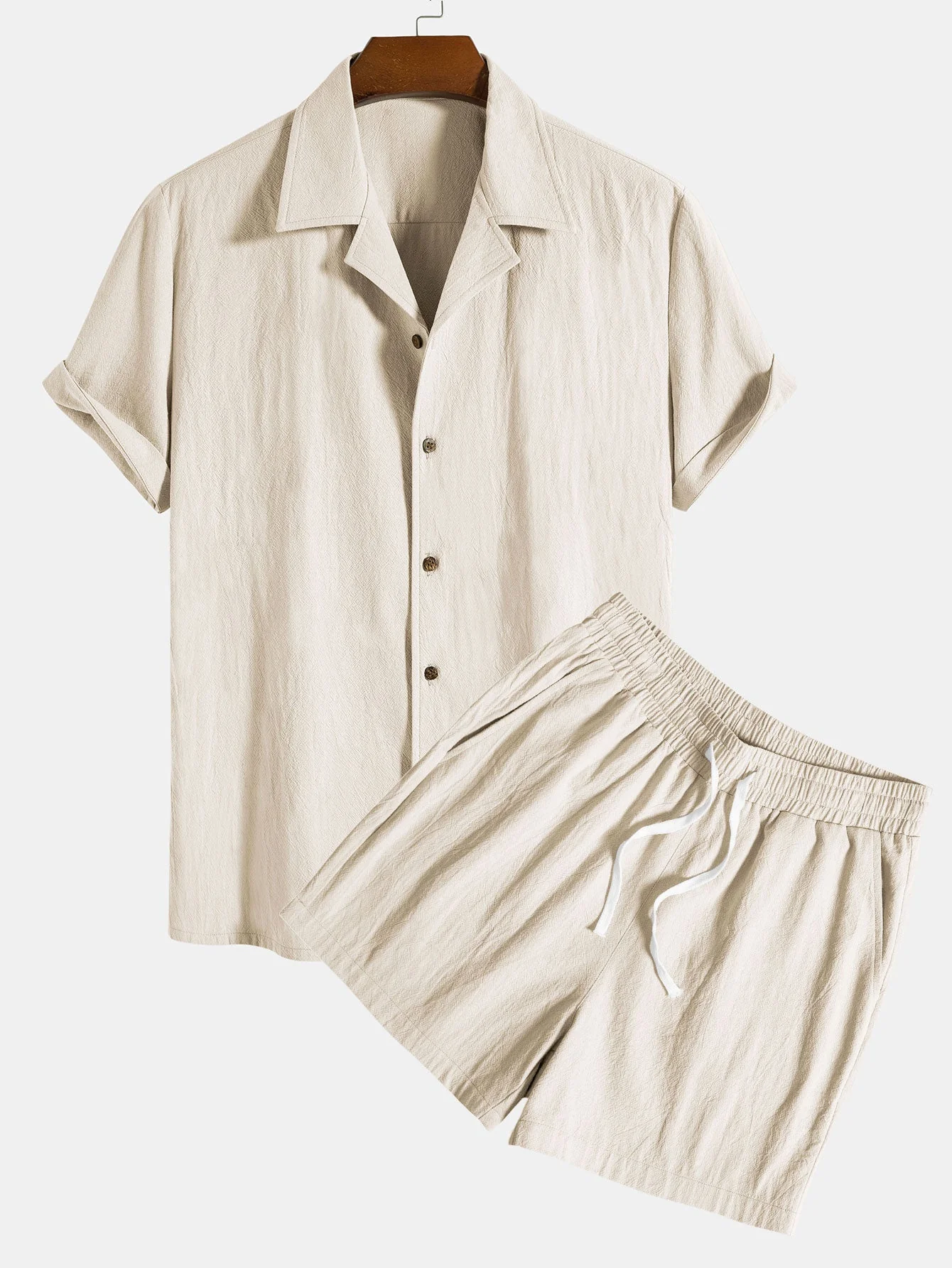 Jerome® | Textured Cotton Revere Shirt & 5" Shorts - Image 4