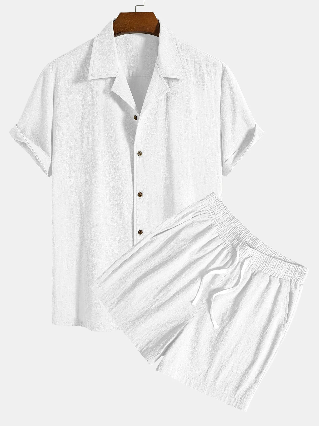Jerome® | Textured Cotton Revere Shirt & 5" Shorts - Image 5