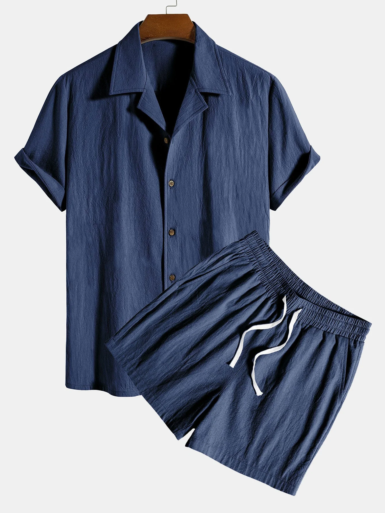 Jerome® | Textured Cotton Revere Shirt & 5" Shorts - Image 7