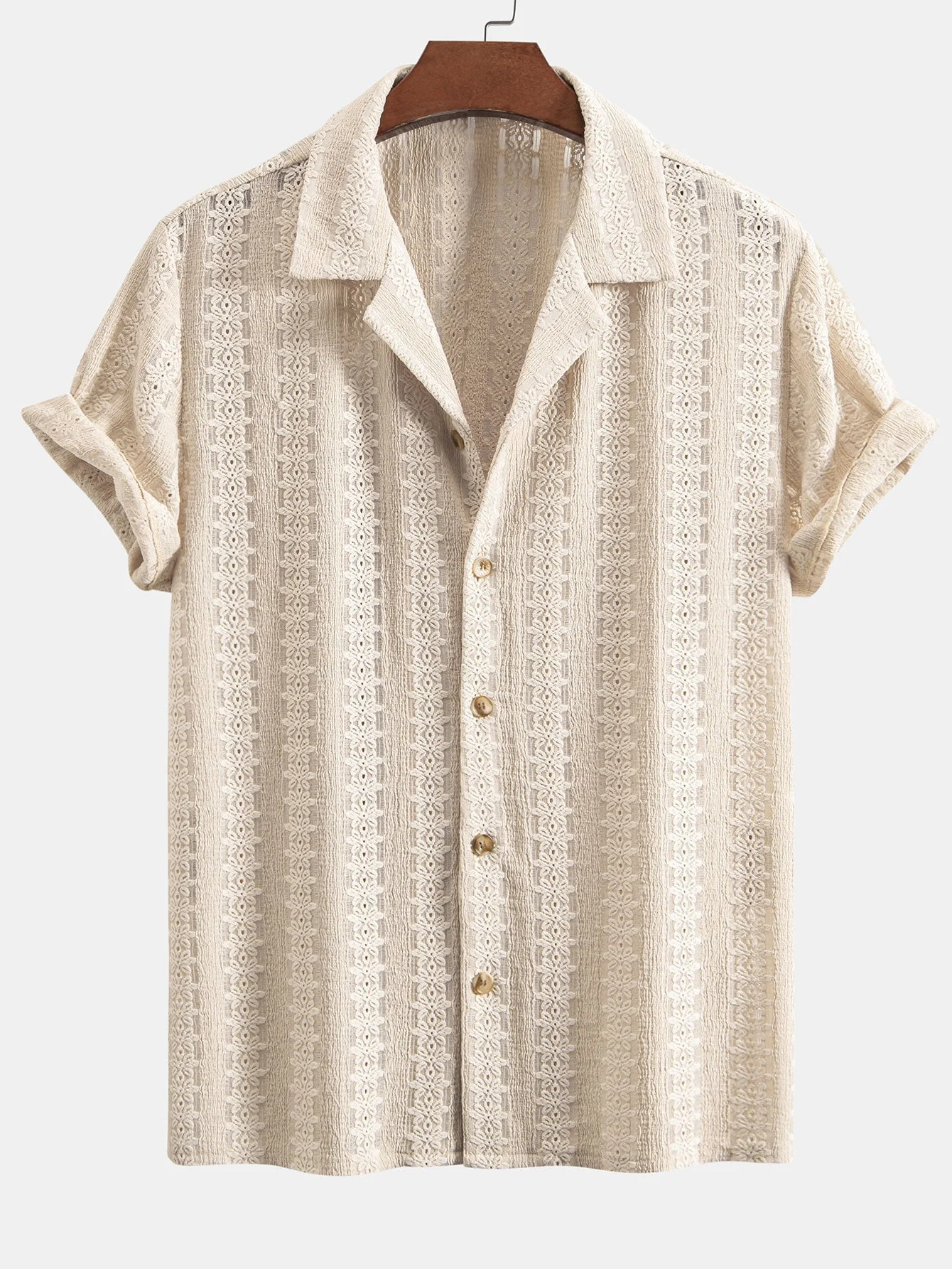 Jesús® | Floral Jacquard Textured Cuban Shirt & Straight Leg Linen Pants - Image 2