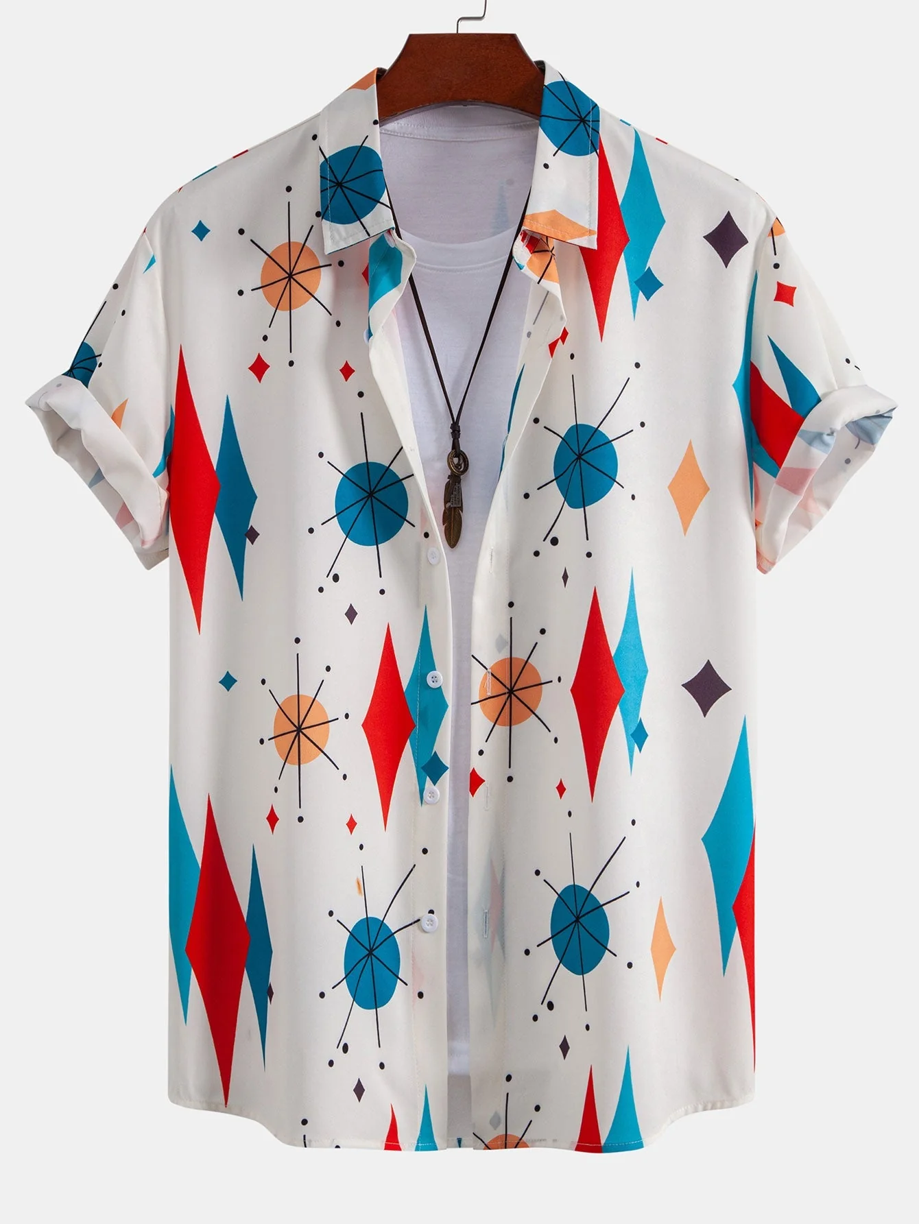 Joaquín® | Atomic Geometric Print Button Up Shirt & Swim Shorts - Image 2