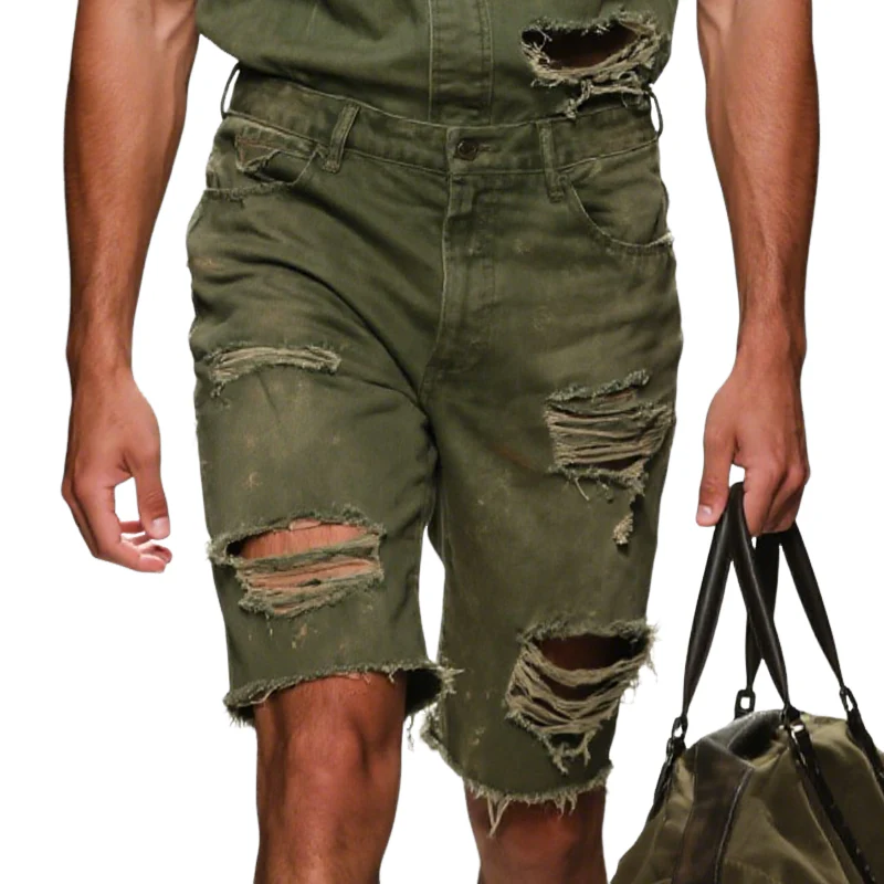 Joe | Men'S Retro Casual Cotton Washed Distressed Shorts