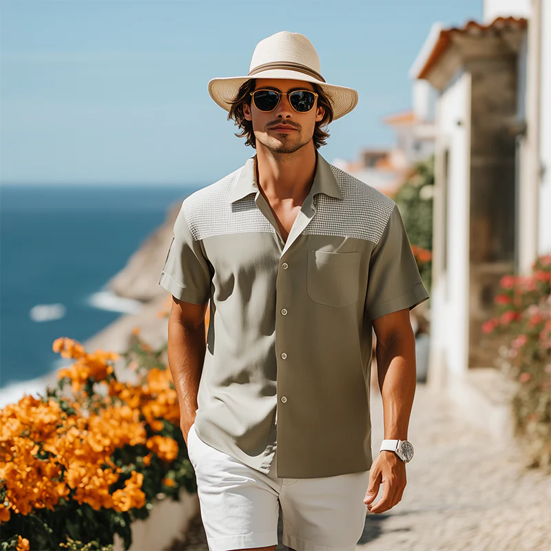 Jon | Men'S Spring And Summer Fashion Casual Lyocell Tweed Short Sleeve Shirt - Image 3