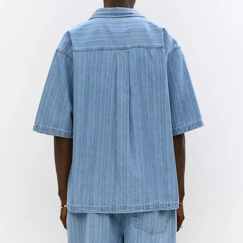 Jonathan | Men'S Summer Fashion Denim Jacquard Short Sleeve Shirt - Image 3