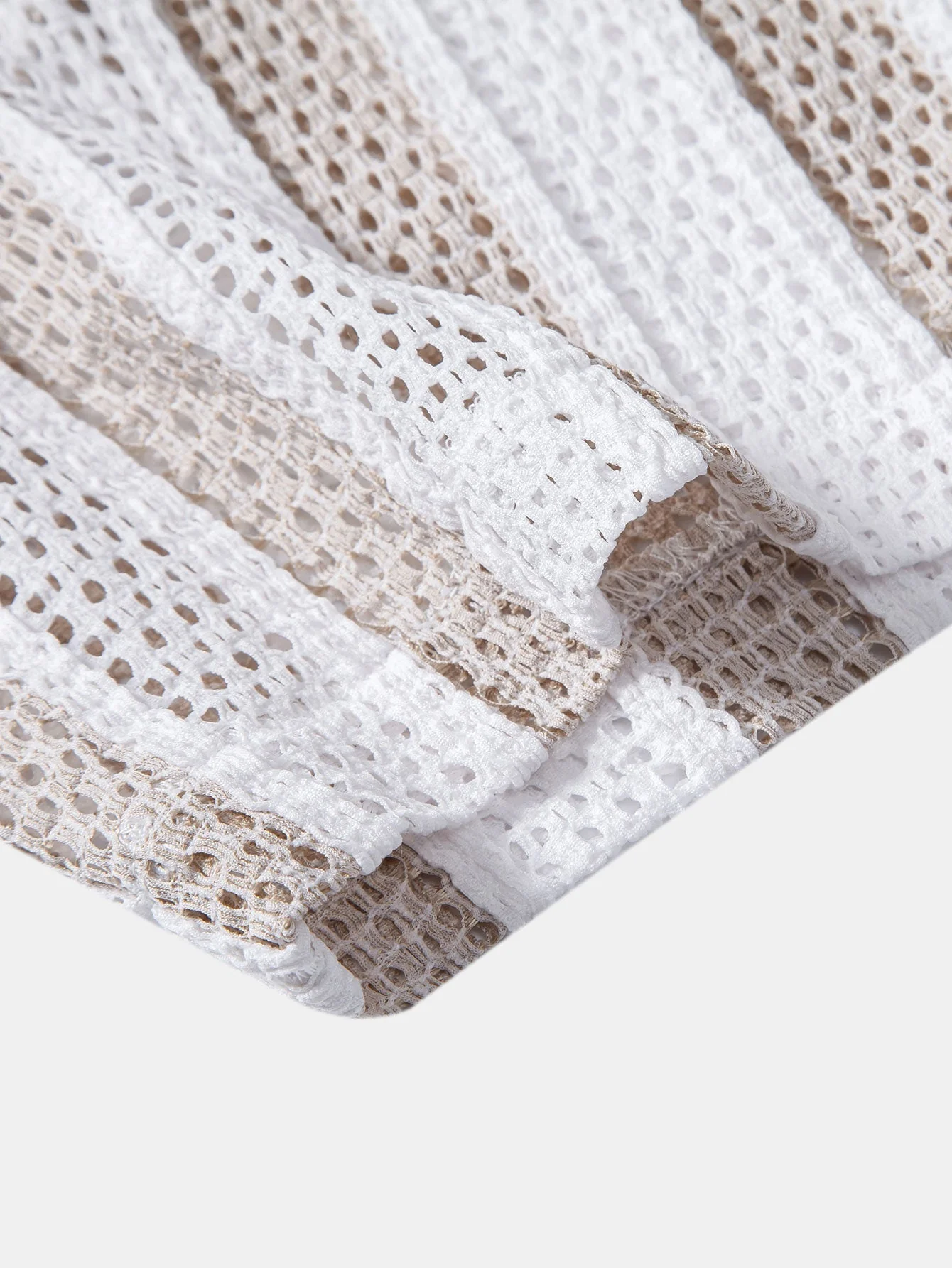 Josafat® | Striped Mesh Cuban Shirt & Wrinkle Textured Straight Leg Pants - Image 7