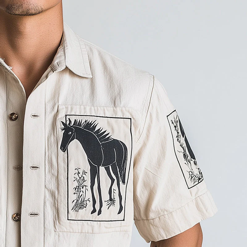 Juan | Men'S Summer Fashion Printed Thin Denim Short Sleeve Shirt - Image 4