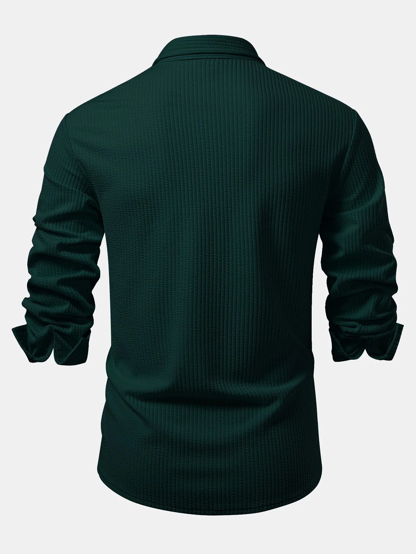 Justino® | Long Sleeve Muscle Fit Ribbed Button Up Shirt & Straight Leg Ribbed Pants - Image 14