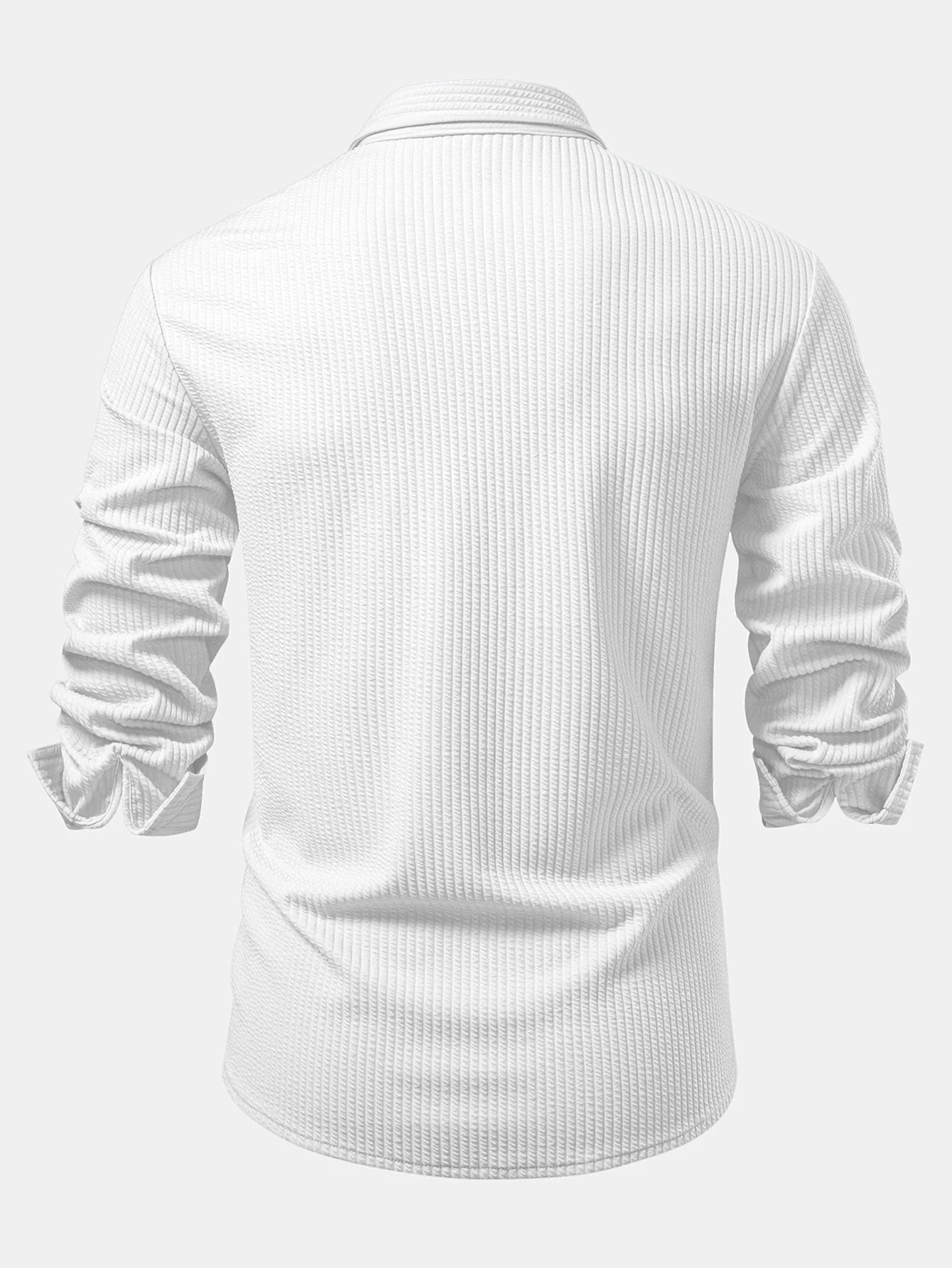 Justino® | Long Sleeve Muscle Fit Ribbed Button Up Shirt & Straight Leg Ribbed Pants - Image 16