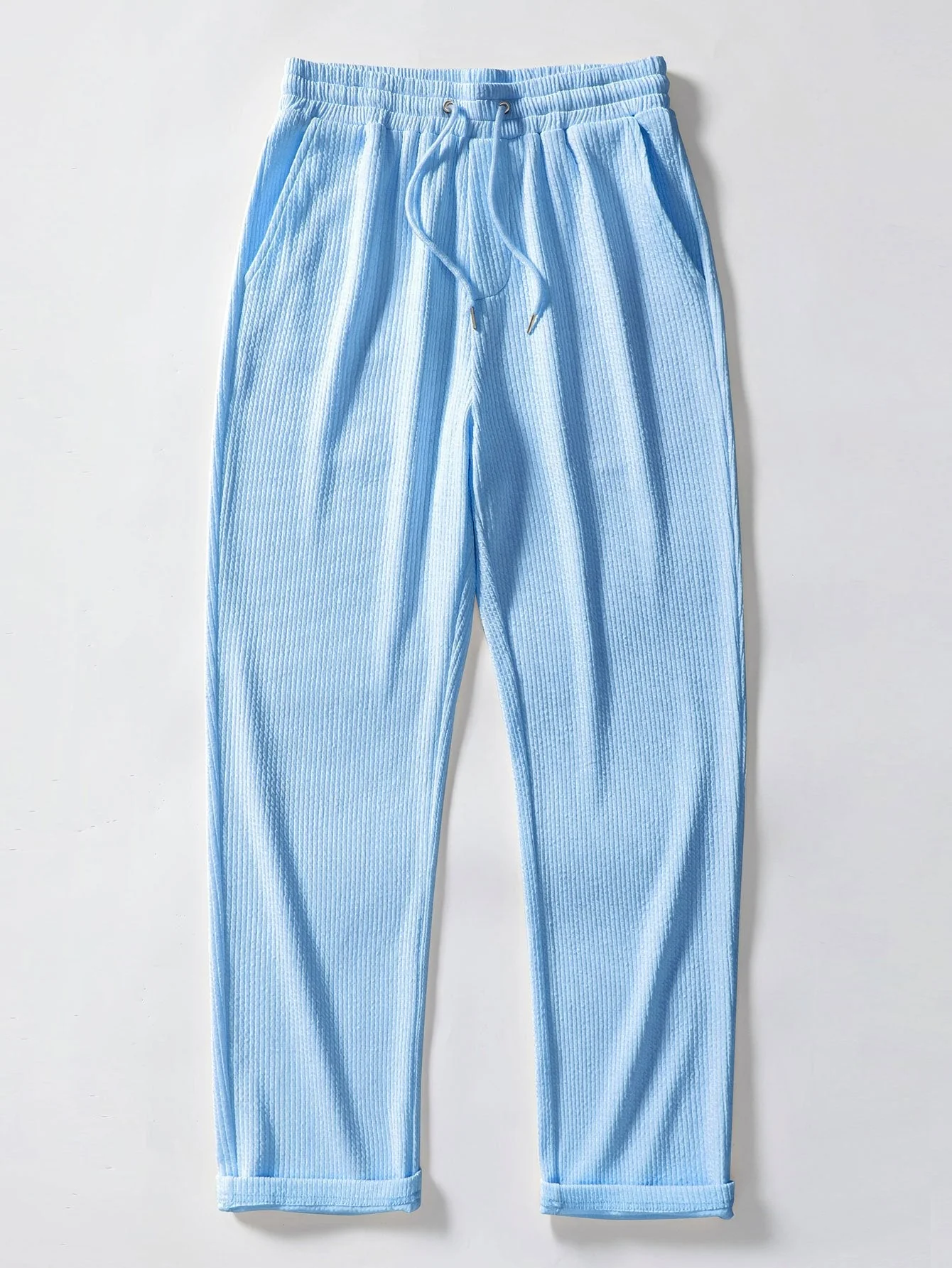 Justino® | Long Sleeve Muscle Fit Ribbed Button Up Shirt & Straight Leg Ribbed Pants - Image 17