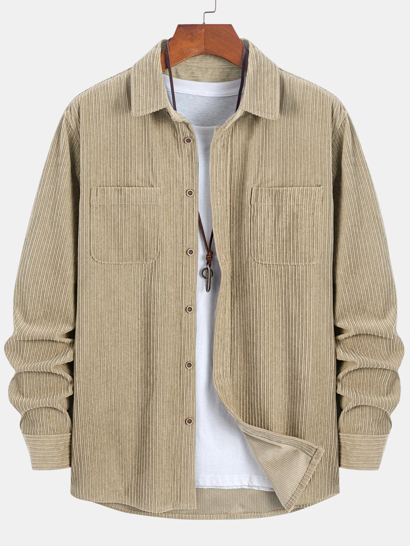 Kareem® | Long Sleeve Corduroy Pocket Button Up Shirt - Image 13
