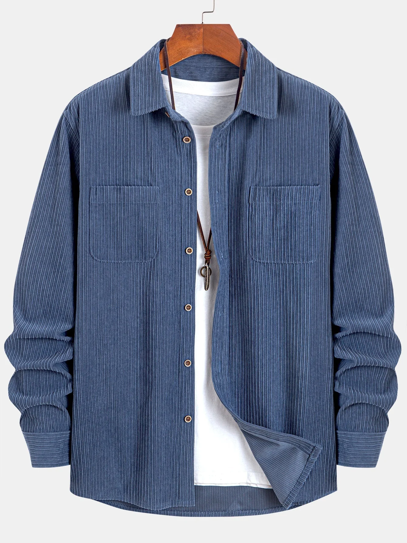 Kareem® | Long Sleeve Corduroy Pocket Button Up Shirt - Image 15