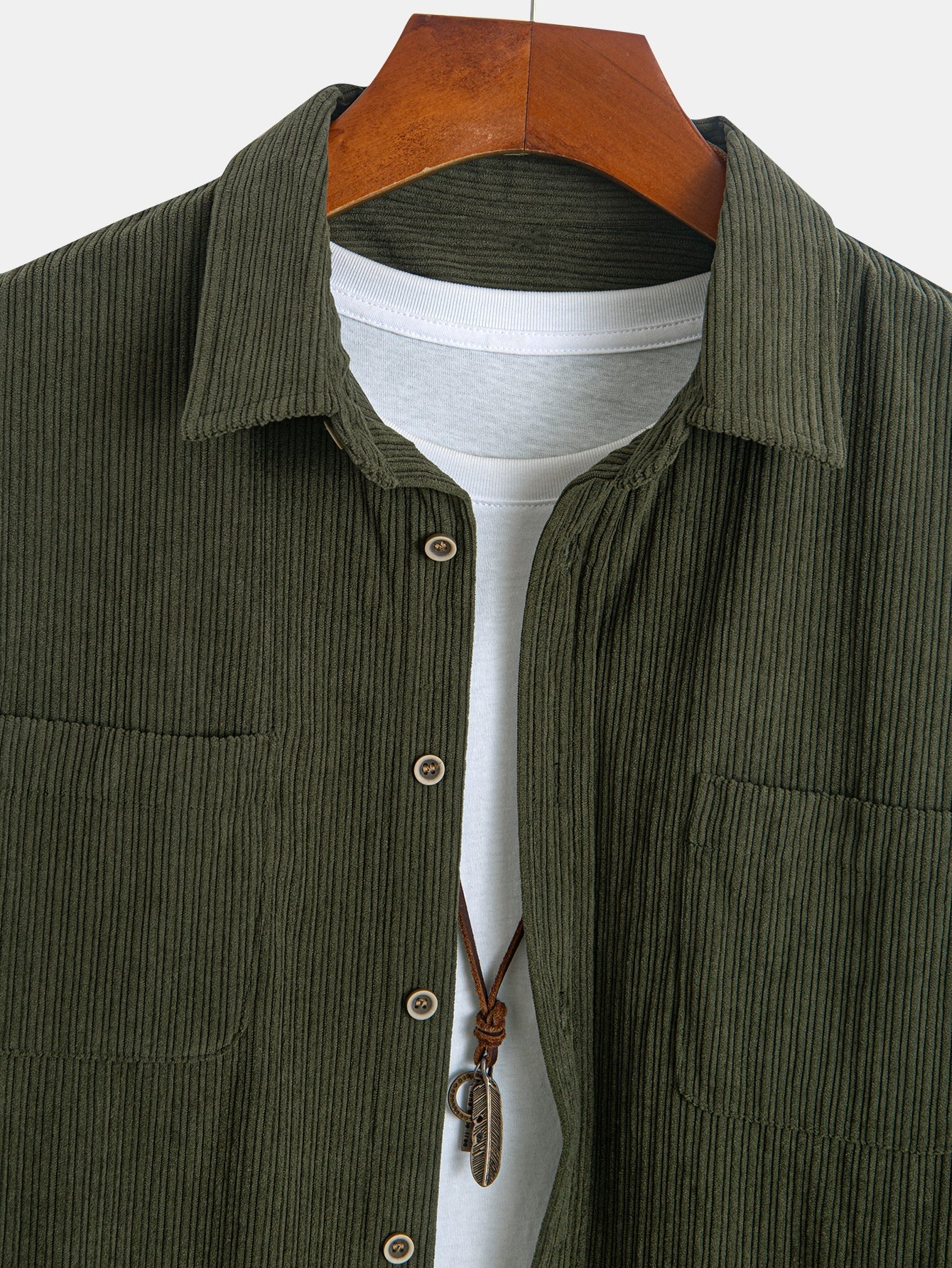 Kareem® | Long Sleeve Corduroy Pocket Button Up Shirt - Image 17