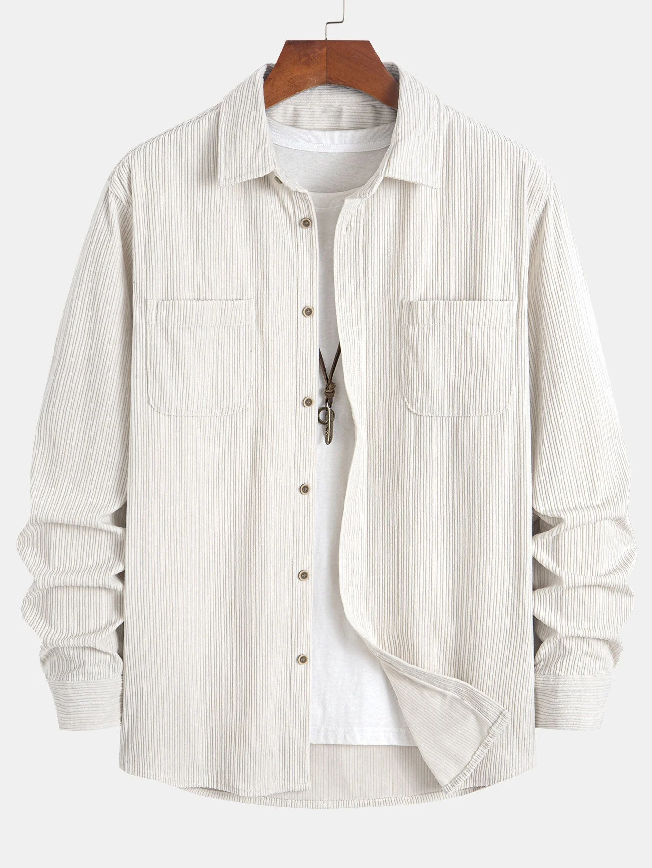 Kareem® | Long Sleeve Corduroy Pocket Button Up Shirt - Image 3